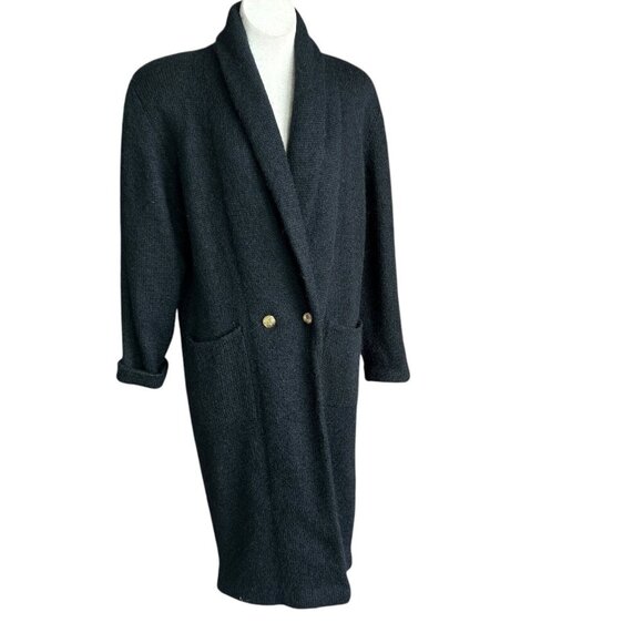 IB Diffusion Black Wool Mohair Blend Sweater Coat Double Breasted Size Small - Picture 1 of 10